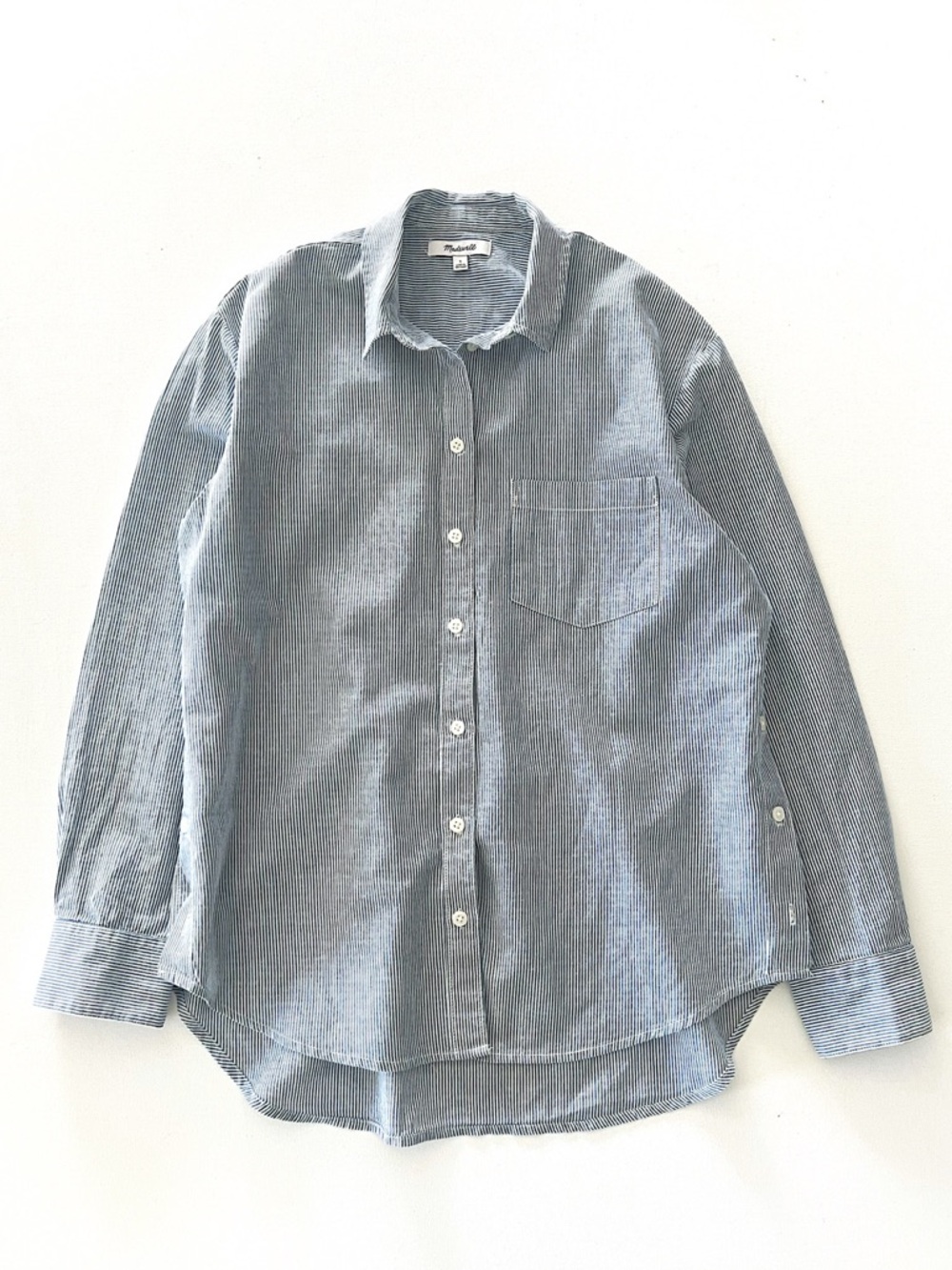 Madewell Side-button Ex-boyfriend Shirt in Blue Stripe Size Small - Picture 8 of 8